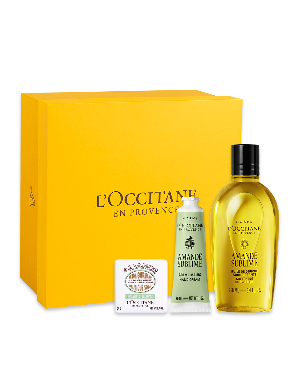 Presente Amande Sublime com Sabonete, &Oacute;leo de Banho e Creme de M&atilde;os&nbsp;